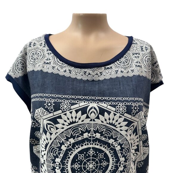 Desigual Geo Mandala Print Cap Sleeves Hi-Low Hem Tunic Top Lightweight‎ Women M - Picture 12 of 12
